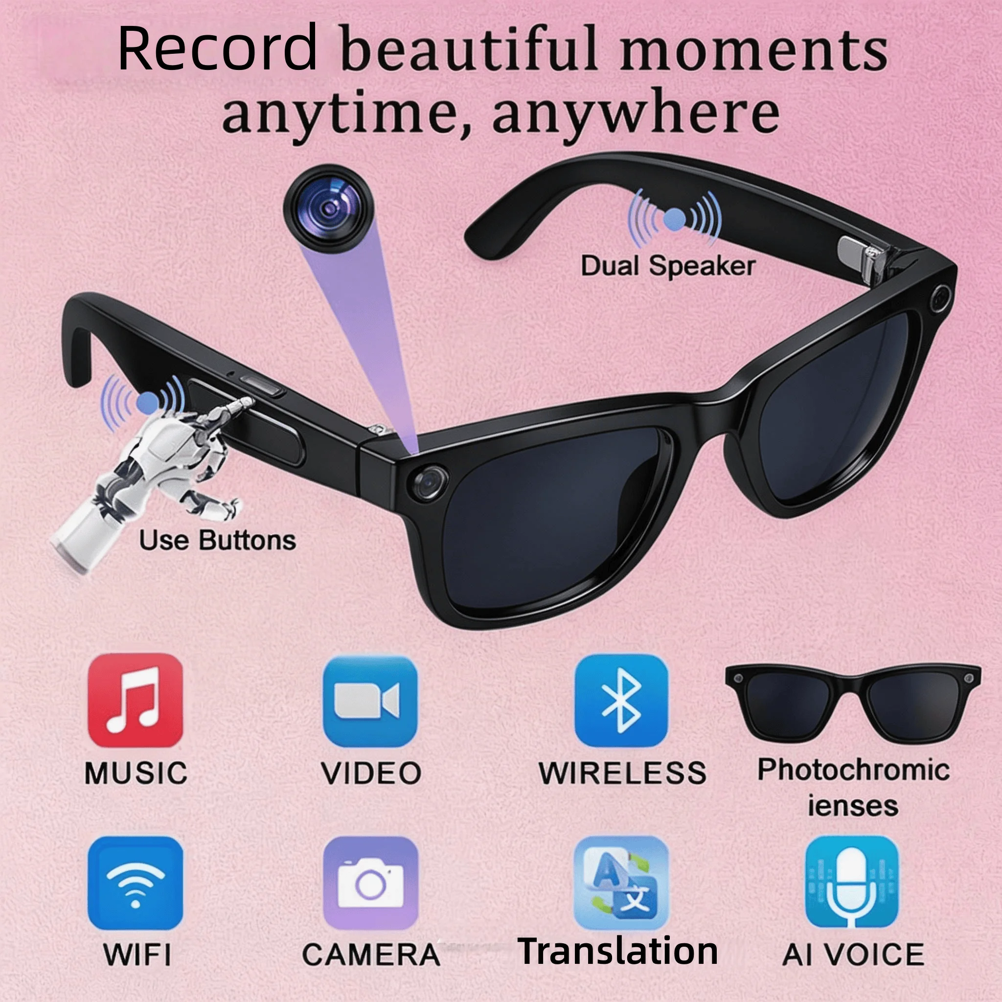 4K Camera Glasses with AI Smart Features - Image 2