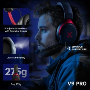 V9 Pro Wireless Gaming Headset 7.1Surround Sound Noise Canceling - Thumbnail Image 2